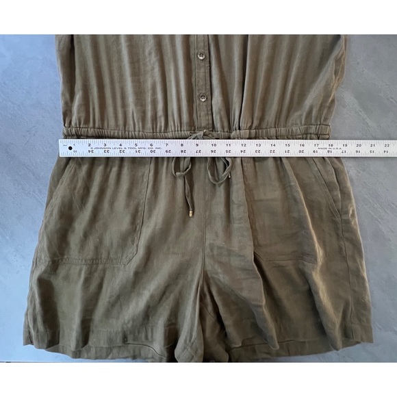 Ralph Lauren Shorts Romper Jumper Linen Blend Olive Army Green Women’s Size‎ 16 - Picture 10 of 11